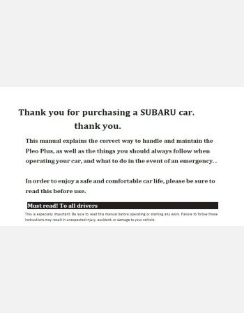 subaru pleo plus 2022-2023 owners manual in english